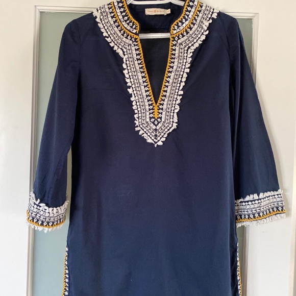 Tory Burch navy embroidered tunic - Picture 2 of 6